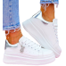 Białe Buty Sportowe Trampki Ze Skóry Na Platformie Ness Silver