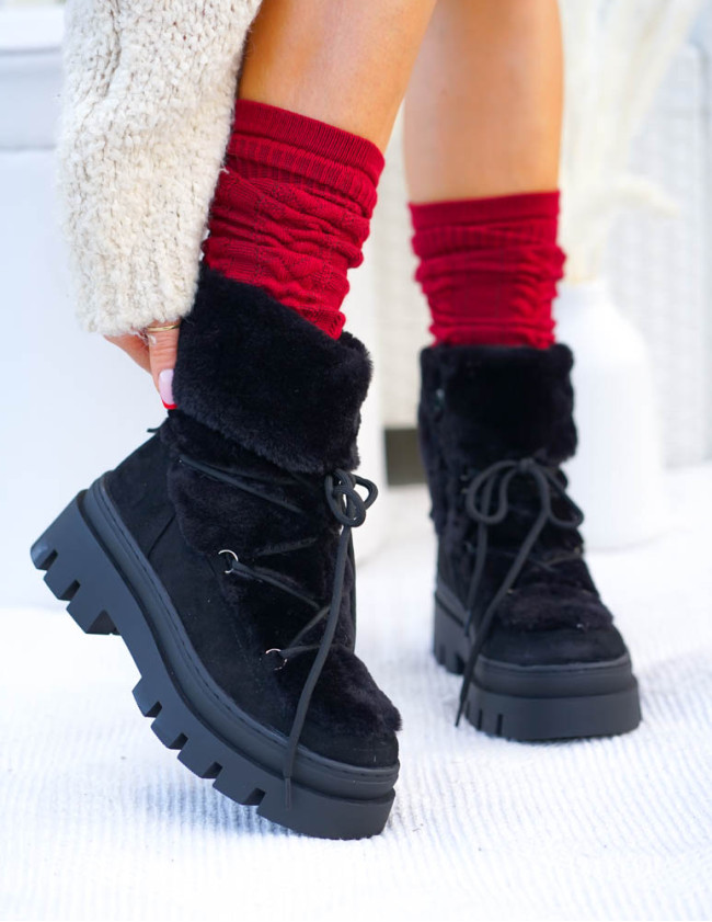 Buty Zimowe Śniegowce z Futerkiem Snow Black